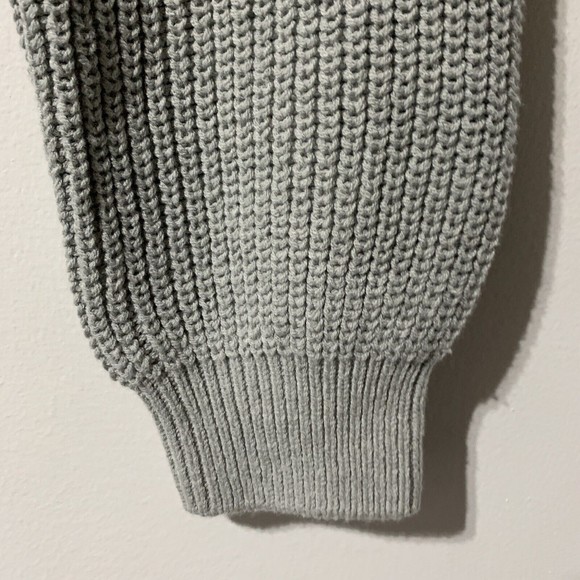 BP Cleo Sweater Women's Size S Grey Heather Chunky Rib Knit Cotton Crop Crewneck - Picture 3 of 12